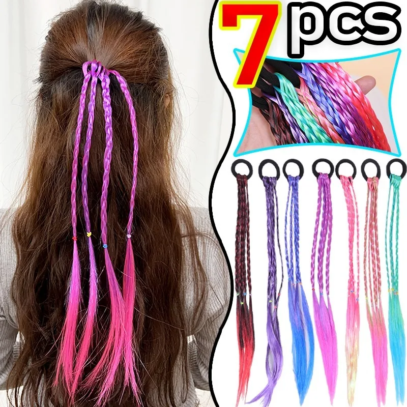 Multicolor Wig Braids Women Decorative Hairstyle Pigtail Hair Ties Girls Colorful Rubber Band Braid Headwear Hair Accessories