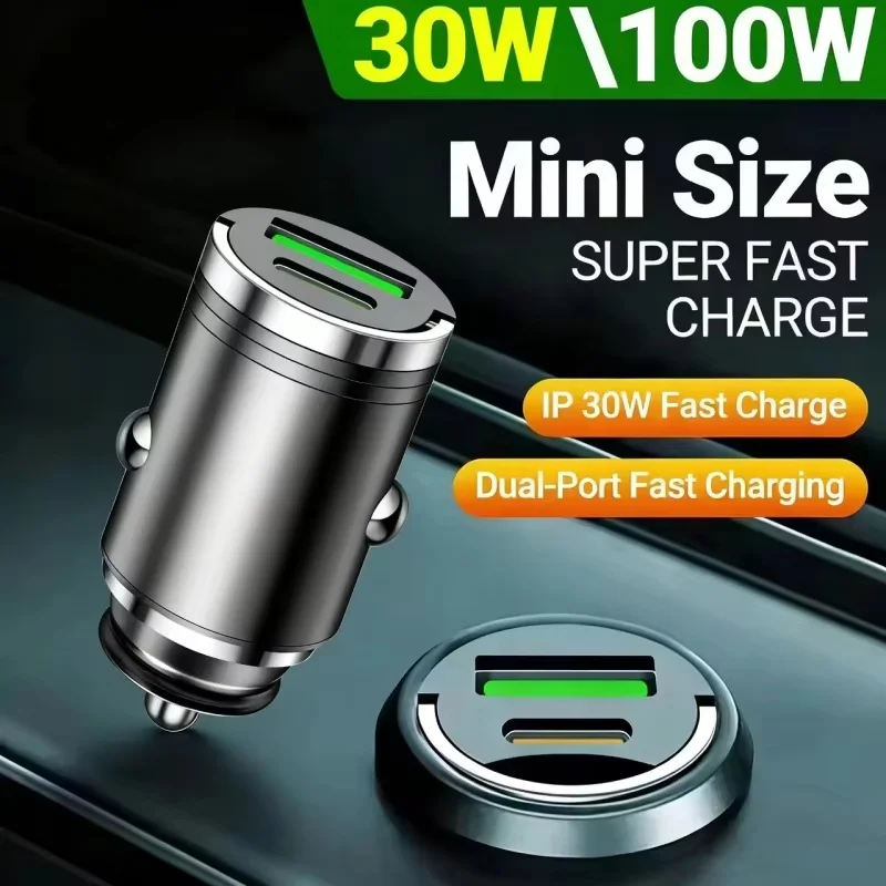 100W PD USB Car Charger Lighter Fast Charging for iPhone QC3.0 USB Type C Car Phone Charger Adapter for Xiaomi Samsung Huawei
