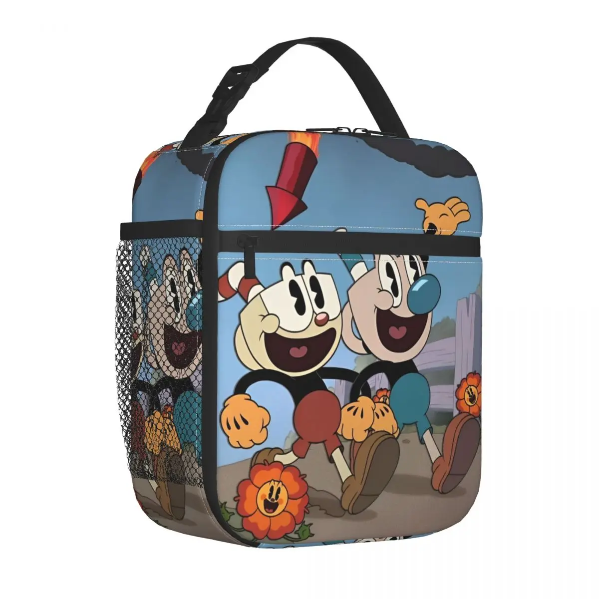 Cuphead And Mugman Insulated Lunch Bag Cooler Bag Reusable Meal Container Game Cuphead High Capacity Tote Lunch Box Bento Picnic