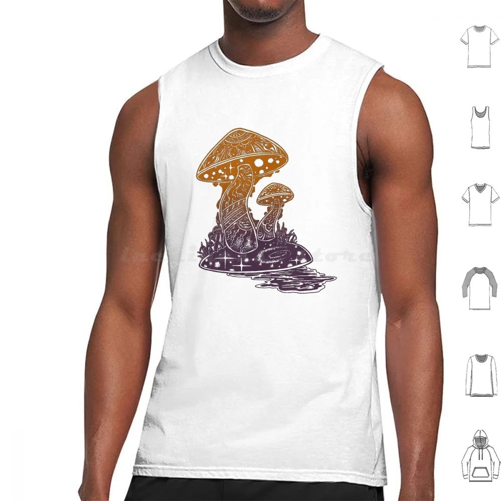 Shroom Swamp Tank Tops Print Cotton Hand Drawn Mushroom Swamp Shroom Nature Earth Mother Nature Psychedelic Psych