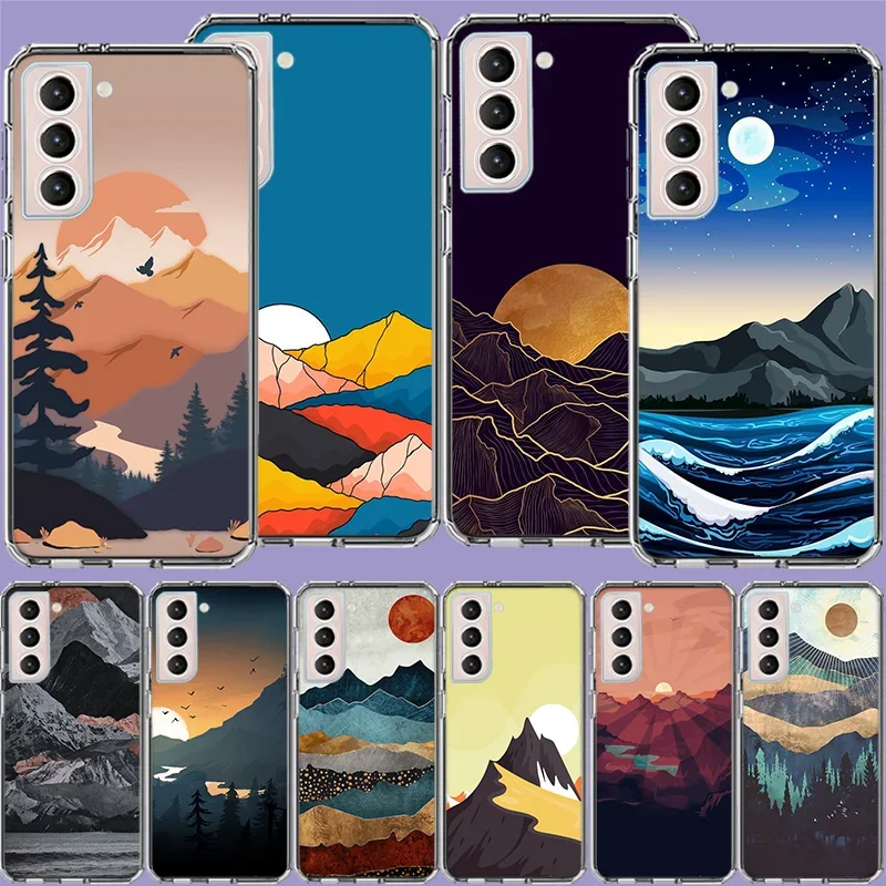 Natural Poster Landscape Art Painting Phone Case For Samsung Galaxy S24 S22 Ultra Capa S21 S23 FE S20 S10 S9 S8 Plus S10E S7 Edg