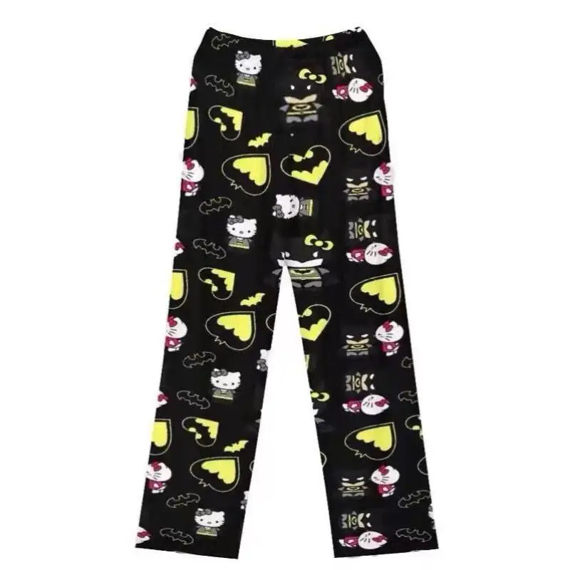 Hello Kitty Thin Summer Girls Cartoon Walking Pants Cartoon Pajamas Women's Loose Can Be Worn Outside The Home Casual Trousers