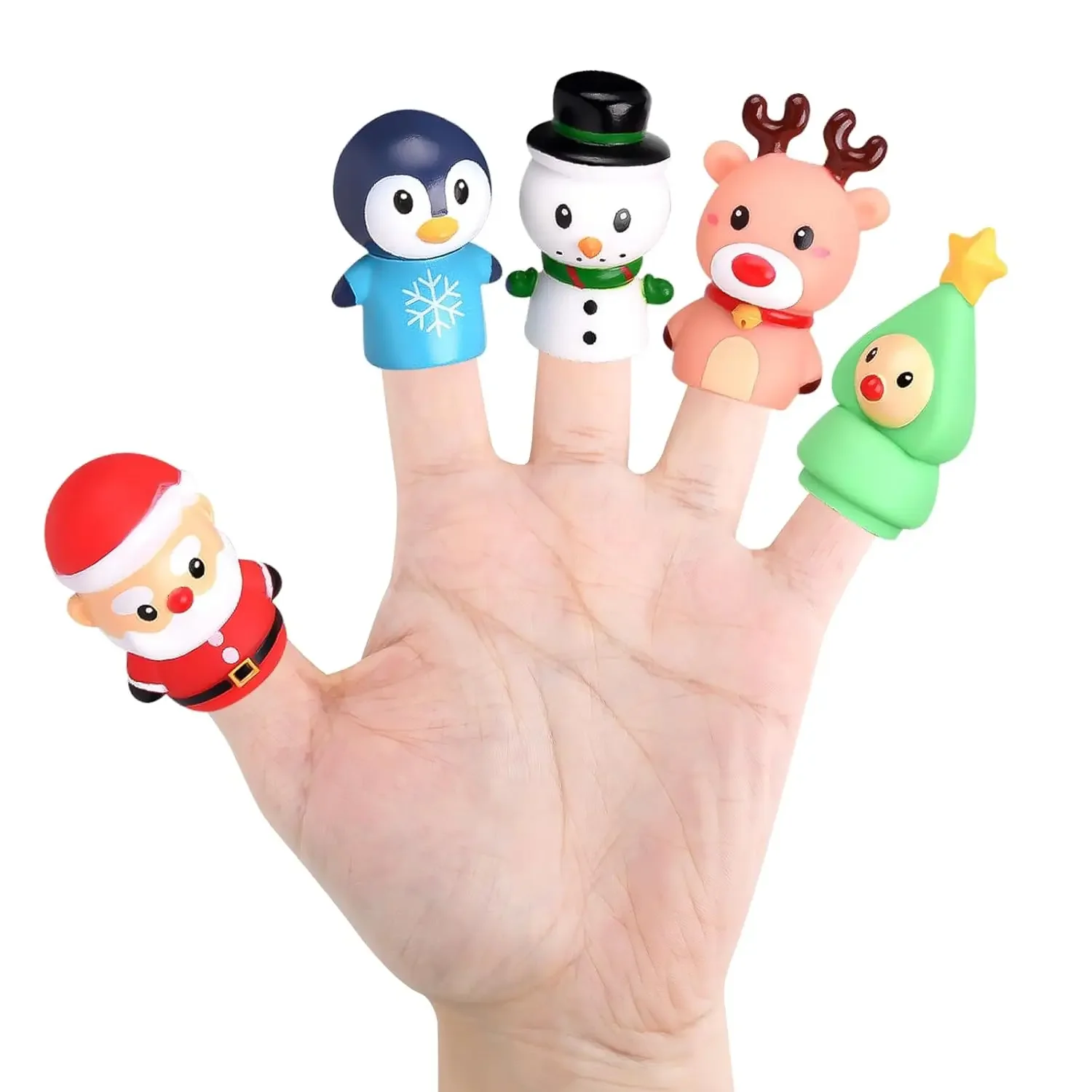 5PCS Kerst Vingerpoppetjes Kerstman Sneeuwpop Elanden Piraat Puppets Pop Feestartikelen & Kous Kleinigheidjes Cadeaus voor Kinderen