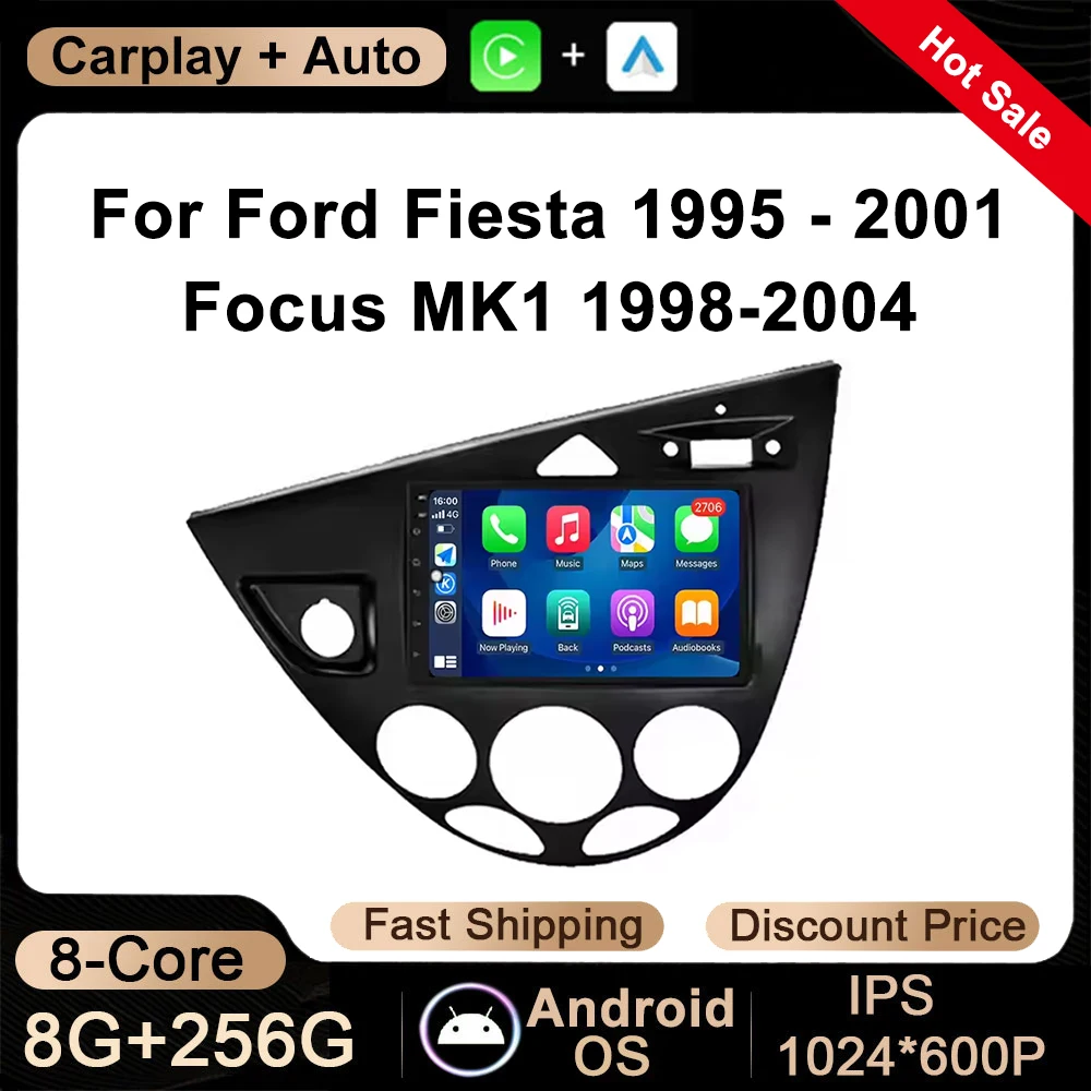 Carplay para Ford Fiesta 1995-2001 Focus MK1 1998-2004 Android 16 Radio de coche multimedia, reproductor autoradio, GPS autoradio
