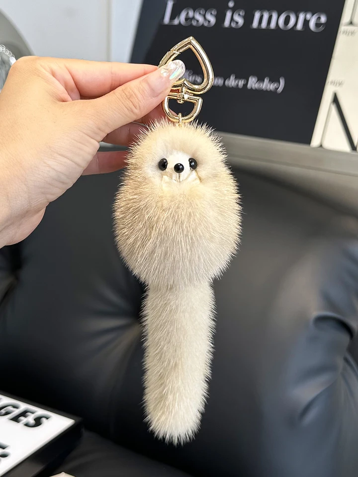 高級リアルミンクの毛皮キーホルダーソフトかわいいキツネのおもちゃ