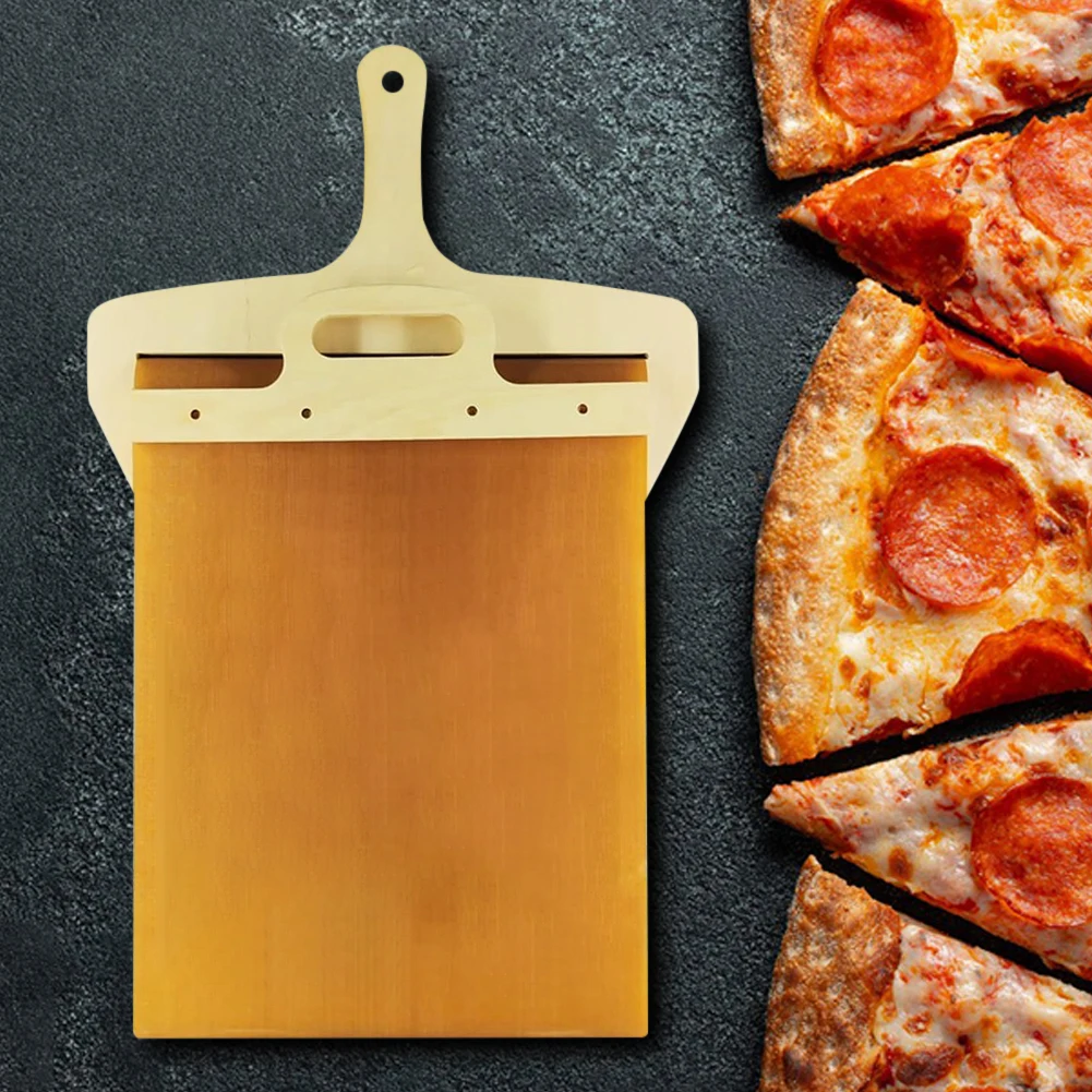 1pcs Portable Sliding Pizza Shovel Dough Tray Sliding Pizza Peel Non-Stick Spatula Paddle with High Temperature Cloth Ovens Acce