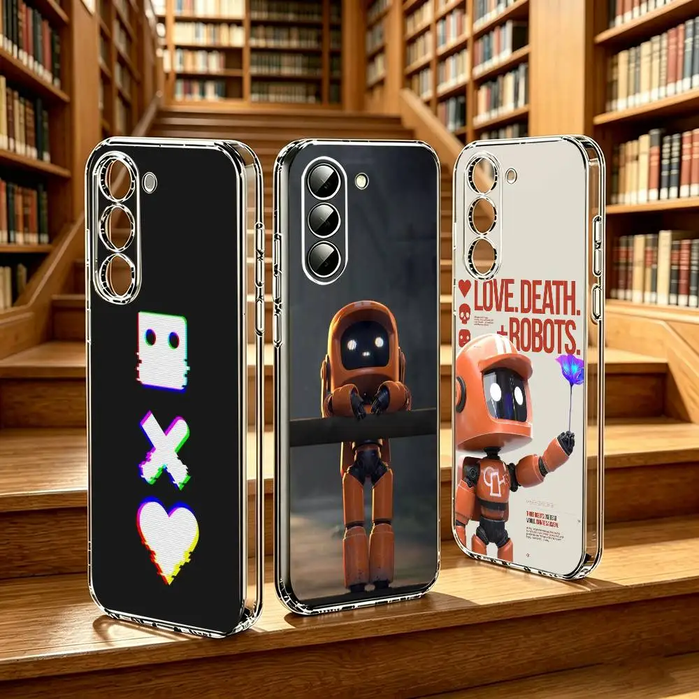 L-Love D-Death ,R-Robots-S  Phone Case for Samsung Galaxy A55 A06 A16 A26 A36 A56 A25 A35 A15 Transparent Flexible Cover