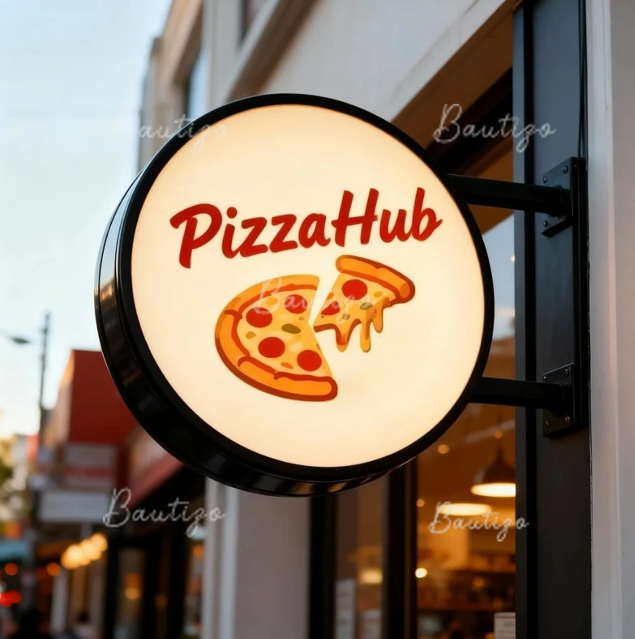 لافتات علامة صندوق مزدوج الوجهين مصباح ليد مضيئة شفرة مجلس الديكور في الهواء الطلق عنونة مستديرة مخصصة الإعلان النيون #4