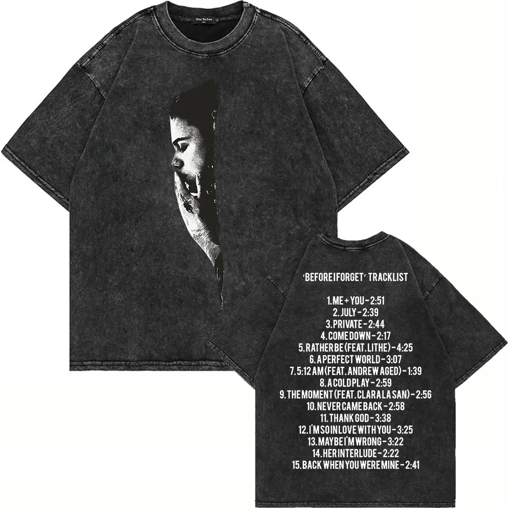 100% Cotton Vintage Washed The Kid LAROI Before I Forget T Shirt Fashion Men/Women Retro Oversized Loose Acid Wash Tees Shirts