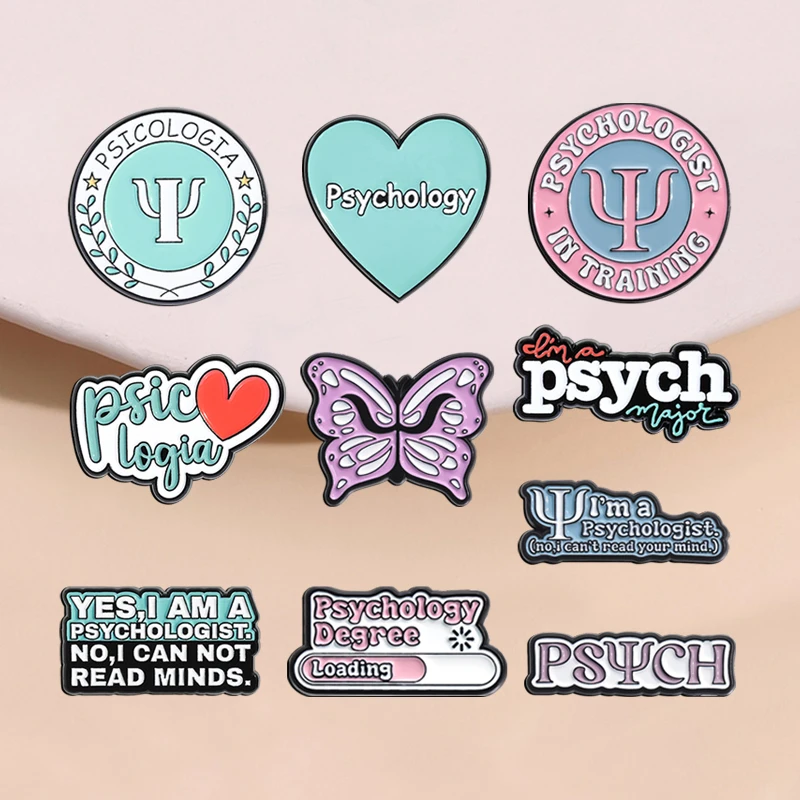 2-10pcs/set ADHD Mental Health Enamel Pins Psicologia Social Anxiety Overthinking Introverted Brooches Lapel Badge Jewelry Gifts