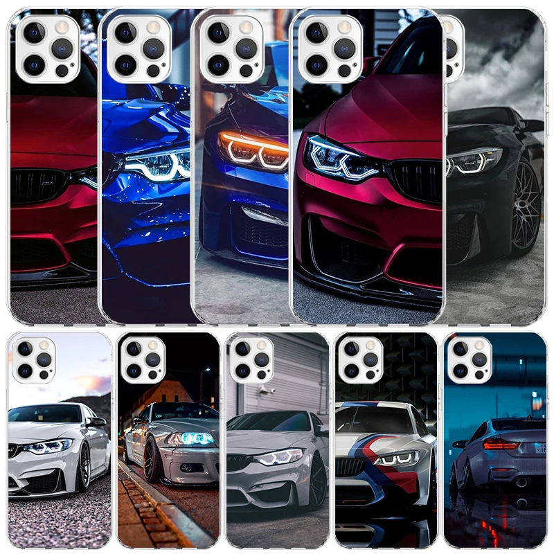 Blue Red Car for B-Bmw Phone Case For IPhone 16 15 14 13 12 11 Pro Max Mini XR XS X 7 Plus 8 + SE 2020 Soft TPU Back Cover