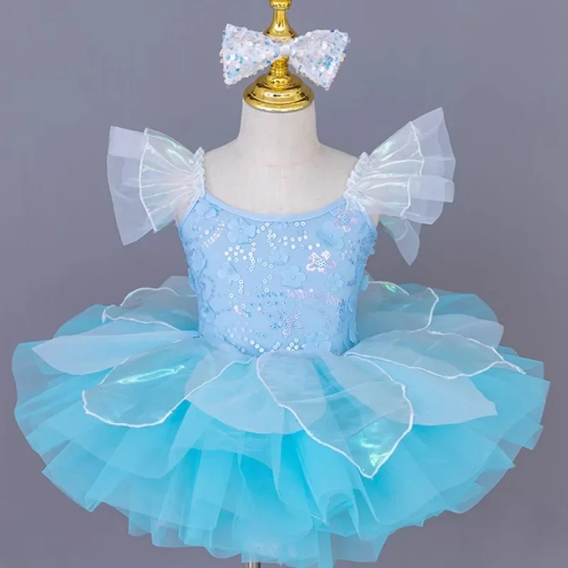Robe de Ballet à paillettes pour enfants, vêtements de spectacle, Beige, jupes de danse modernes pour filles, vêtements de danse de ballet et de tutu pour enfants, 2025