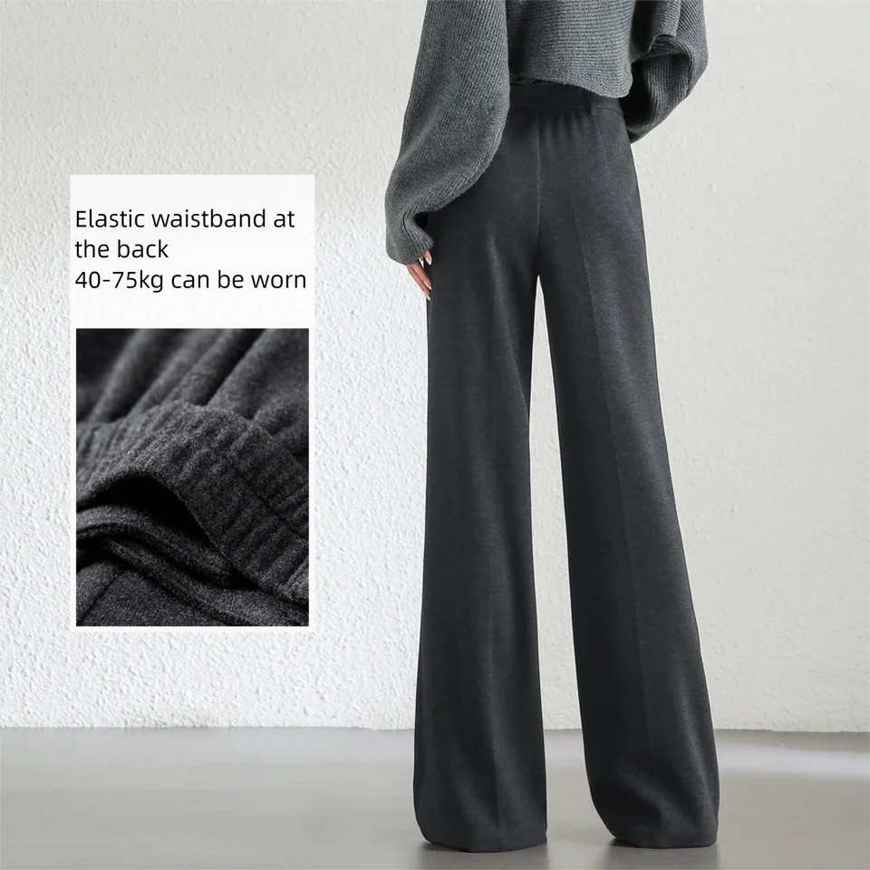 Women's Wool Blend Flare Pants Winter High Waist