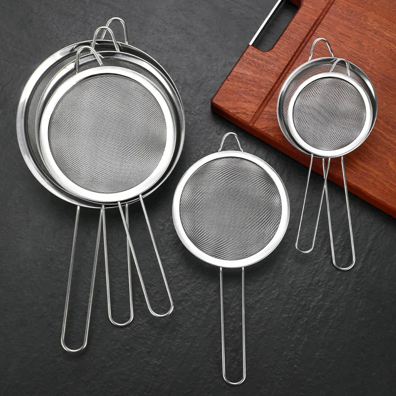 

Sieve Household Flour Sieve Stainless Steel Pointed Ear Mesh Leaky Flour Filter Ultra-fine Baking Tool Round Filter
