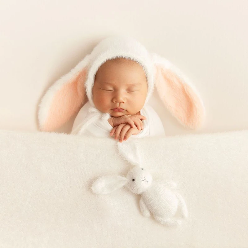 

Newborn Photography Props Plush Soft Baby Wrap Blanket Mohair Elastic Fabric Pure White Wrap 0-1 Month Baby Shooting Accessories