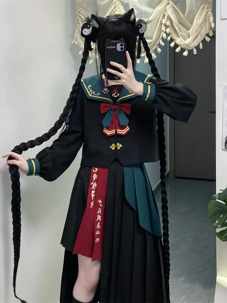 

Новинка 2024 года, Хэллоуин, косплей, пожарный дракон, униформа Jk, японский стиль, униформа моряка, костюм с длинными рукавами