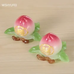 1Pc Chinese Resin Sculpture Ornament Home Buddha Hall Peach Decoration Old Man Birthday Auspicious Gift Desktop Handmade Crafts