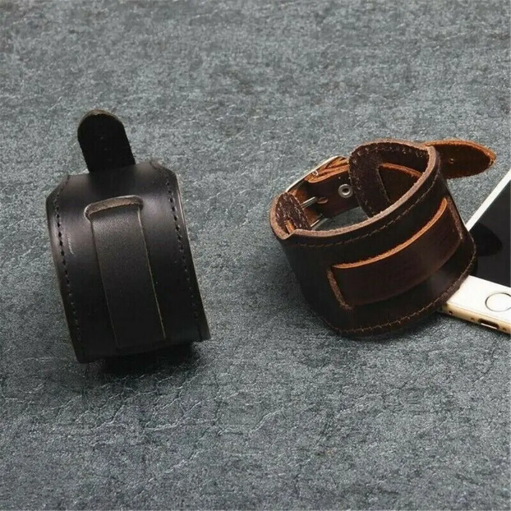 New Leather Cowhide Bracelet Punk Unisex Watchband Retro Bracelet Watch