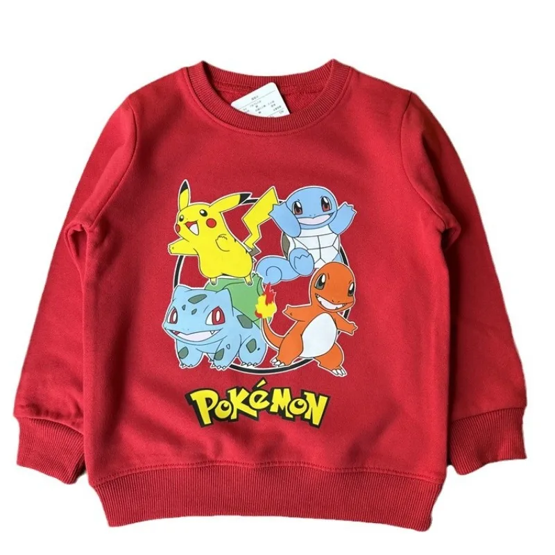 

Pikachu Cartoon Long Sleeved Pullover Anime Print Cotton Sweatshirts Round Neck Daily Leisure Tops Children Clothing Gifts