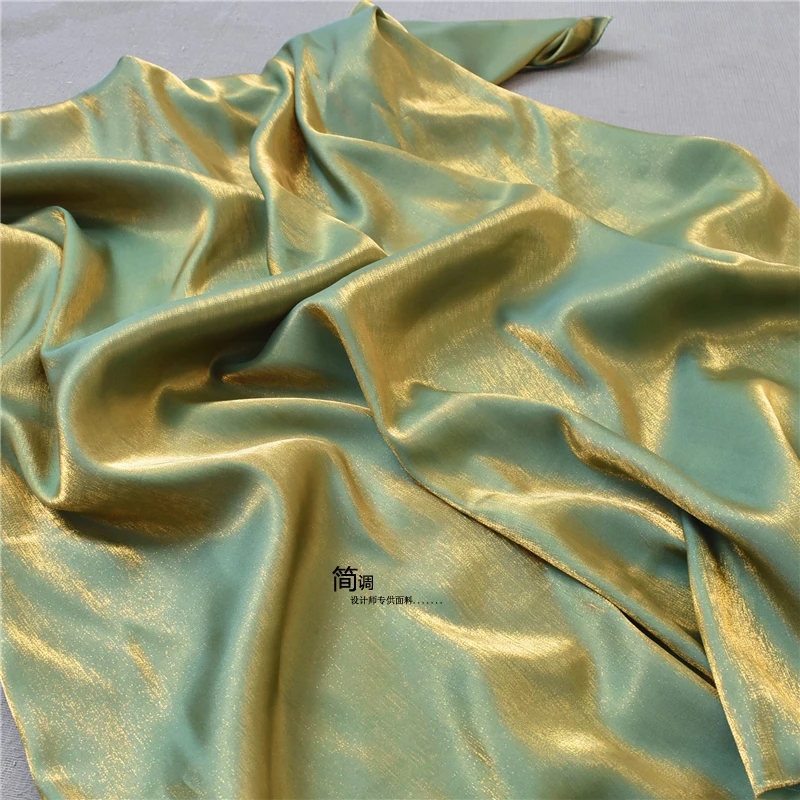 Green Satin Fabric Polyester Material Glossy Surface Dress Windbreaker Diy Apaprel Sewing Cloth Material Wholesale By The Meter