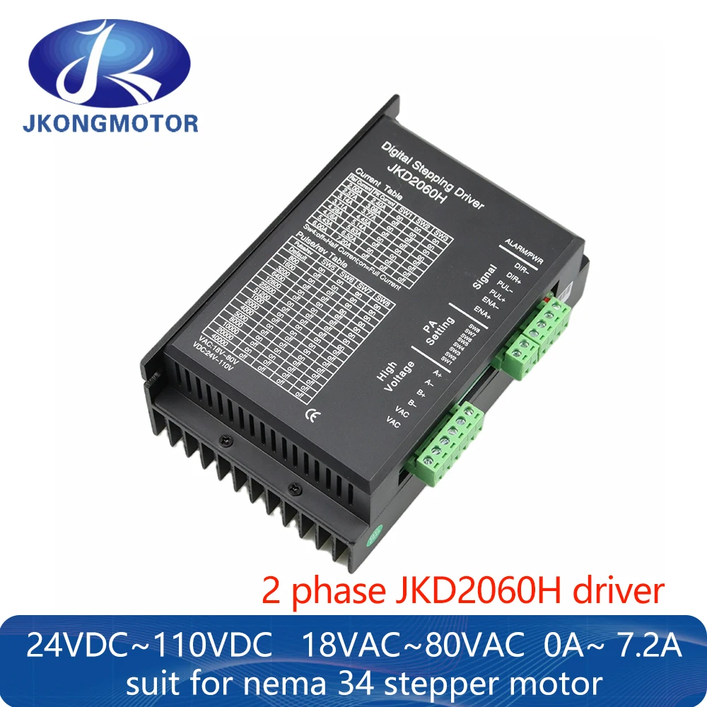 Jkongmotor JKD2060H Stepper Motor Driver 24-110VDC 20-80VAC for Nema 34 Stepping Motor Controller CNC Engraving Machine