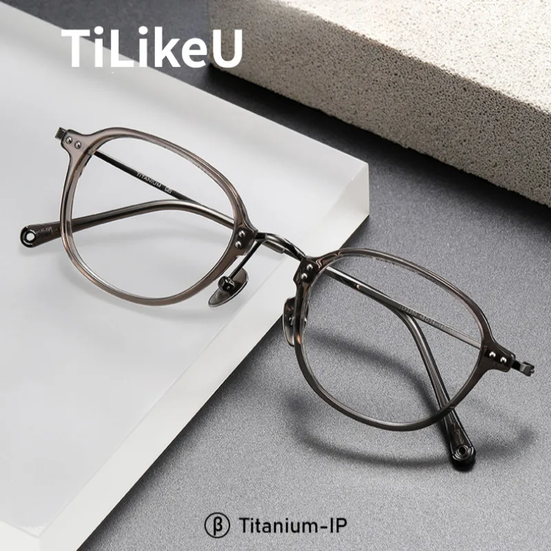 

Japanese Retro Acetate Titanium Eyeglasses Frame Designer Literary Ultra-light Myopia Anti-blue Ray Glasses Frame Men Women 2025