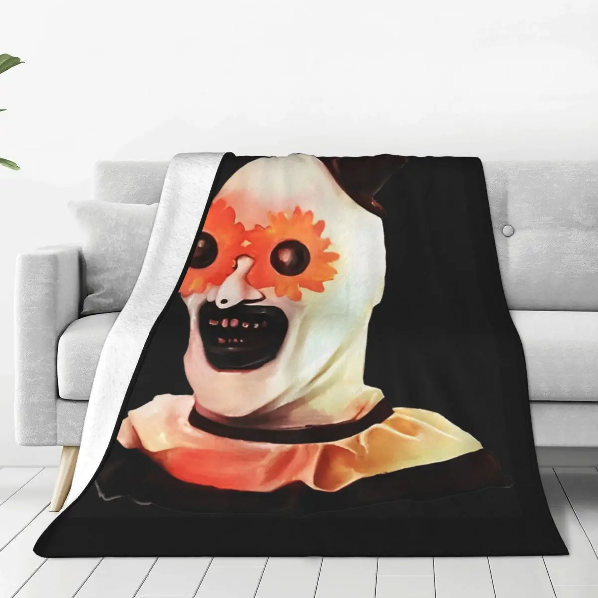 The Terrifier Art The Clown Warm Blanket Camping Plush Bedding Throws Fluffy Couch Chair Flannel Bedspread Sofa Bed Cover