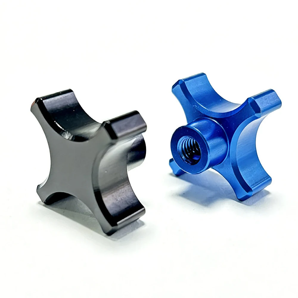 2pc/lot M5 M6 M8 M10 Aluminum Alloy 4 Star Hand Tighten Nuts Blind Hole Clamping Knob Thumb Nuts Black/Silver/Dark Red/Royal Blu
