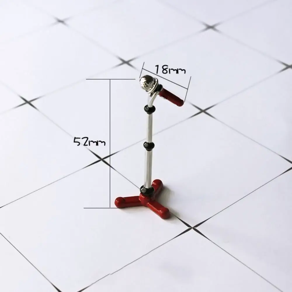 Micro Landscape Microphone Stand Alloy Furniture Mini Microphone Model Vintage Assembled 1:12 Dollhouse Accessories House Decor