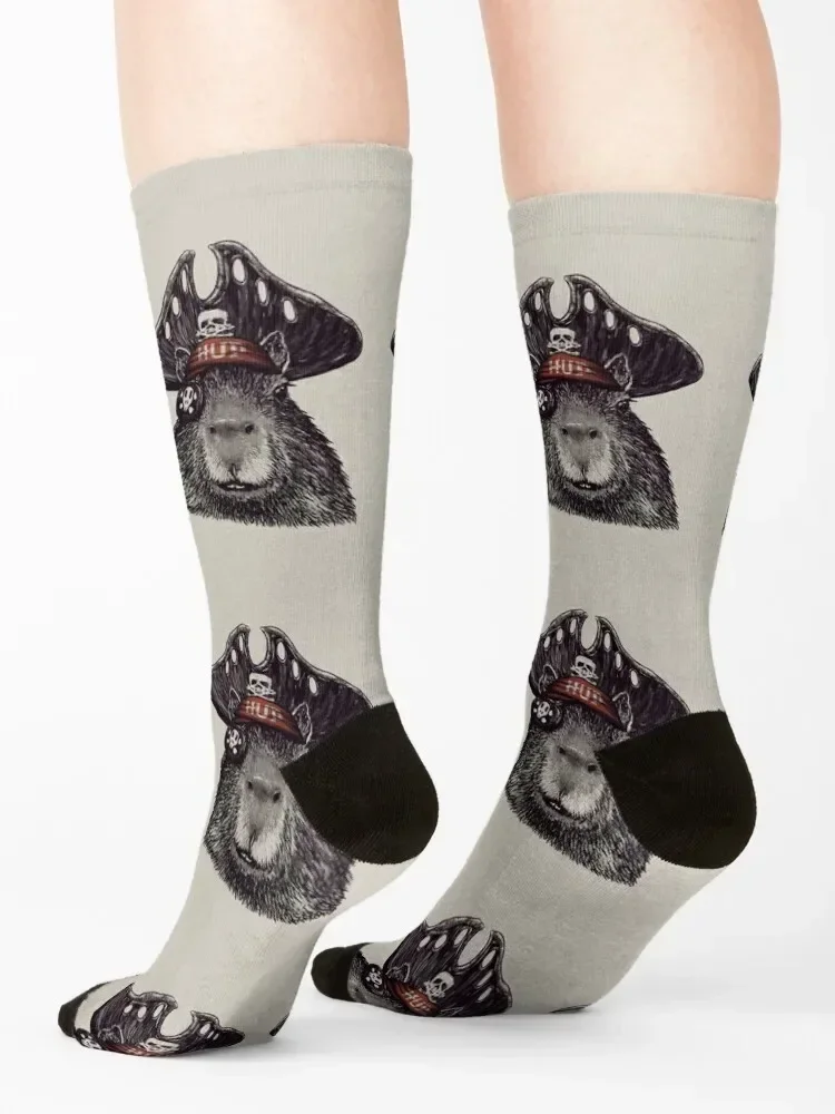 Capyrate - Pirate Capybara Capy Yuzu His Name - Gort Pet Mat Bandana Socks Heating sock shoes floral Men's Socks Women's
