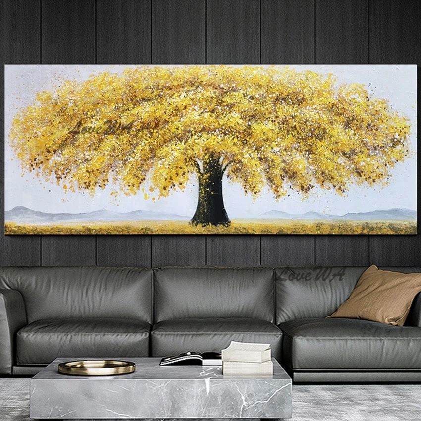 

Textured Acrylic Trees Canvas Artwork Beautiful Landscape Oil Painting Unframed Living Room Wall Decoration Art Canvas Picture