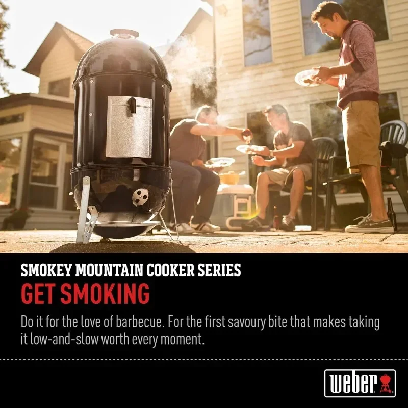 Weber 14.5 -inch Smokey Mountain Cooker, Charcoal Smoker,Black Bbq Grill Outdoor  Camping Oven