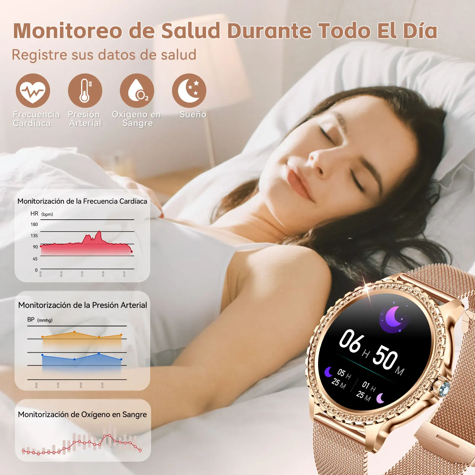 ساعات EIGIIS الذكية للنساء الماس مع مراقب معدل ضربات القلب والنوم وأوضاع رياضية بمينا ضخمة مع مظهر رائع #4