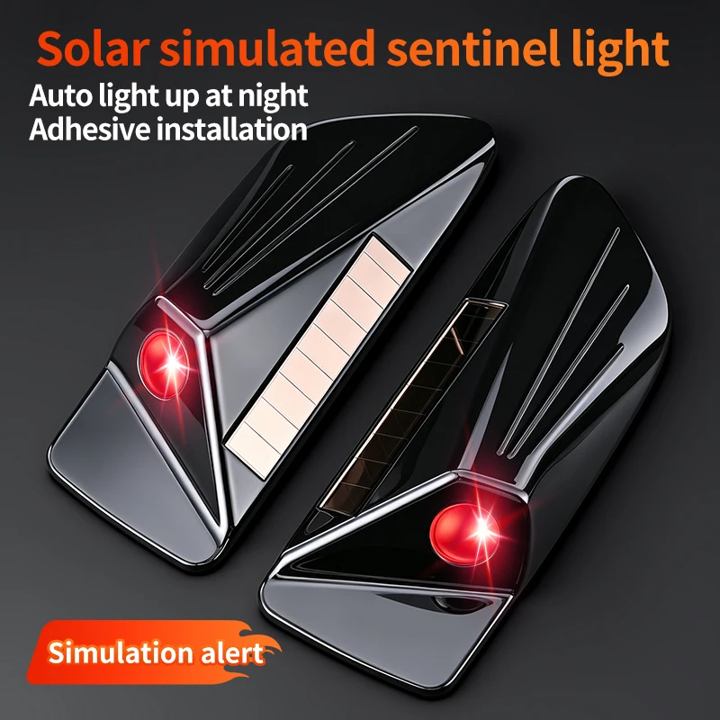 Solar powered car LED simulation sentinel mode light leaf panel monitoring anti-theft flash universal modification