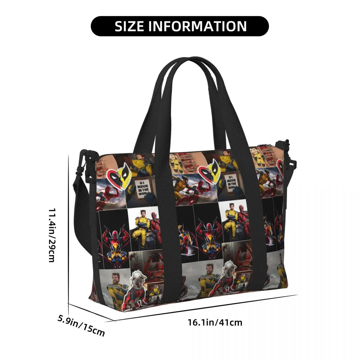 Sac fourre-tout personnalisé Deadpool et Wolverine pour femme, papier peint, grande capacité, sourire Wolverine, héros, salle de sport, plage, sacs