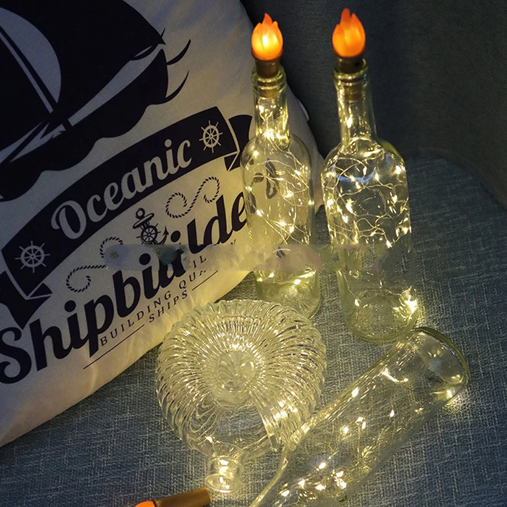 

5Pcs -Powered Creative Flame Bottle Cork LED Light String Safe for Pets Home Decoration Indoor Outdoor Party