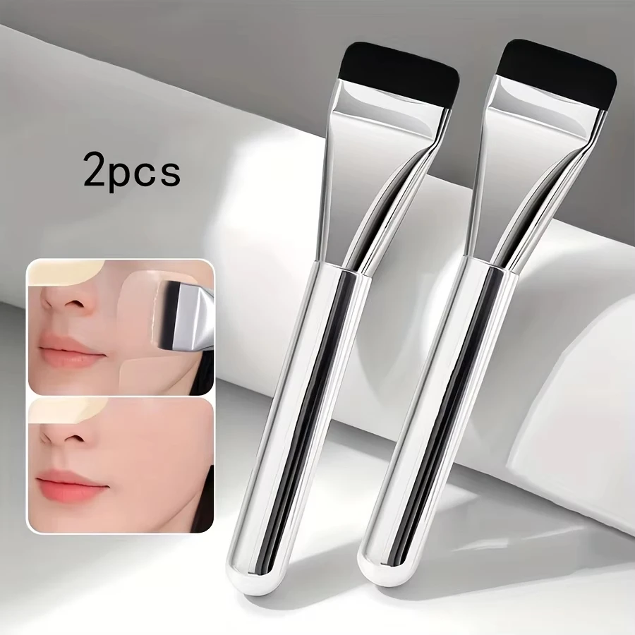 2 Pincéis de Base Multiuso com Cerdas de Nylon Ultrafinas e Hipoalergênicas - Perfeitos para Contorno Facial