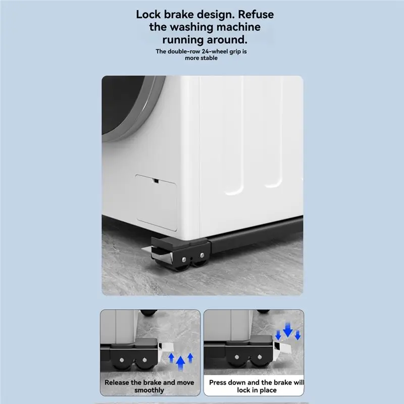 Multi-Founctional Adjustable Stainless Steel For Washing Machine Refrigerator Rack 45-70 Cm Rust-Proof Shock-Proof Support Capac