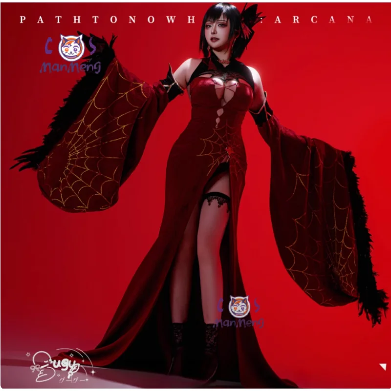 

Chien Wu Game Azur Lane Cosplay heavy cruiser Costume Halloween red sexy woman long dress wig props accessories uniform set