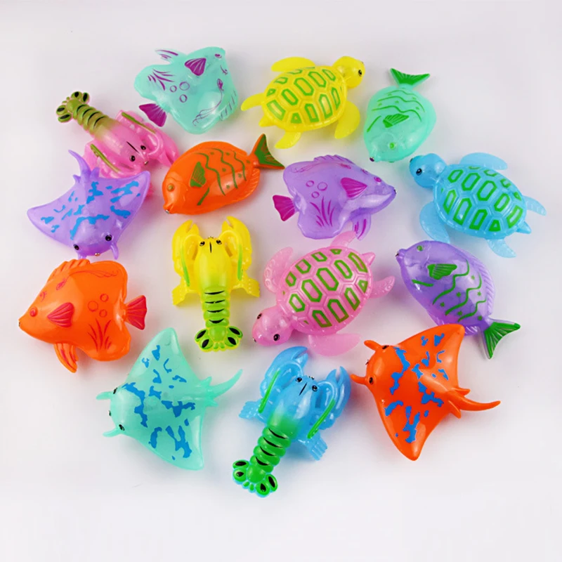 Children's Fishing Toys Summer Bath Play Water Toys Magnetic Induction Light-emitting Colorful Fish Children's Puzzle Toys