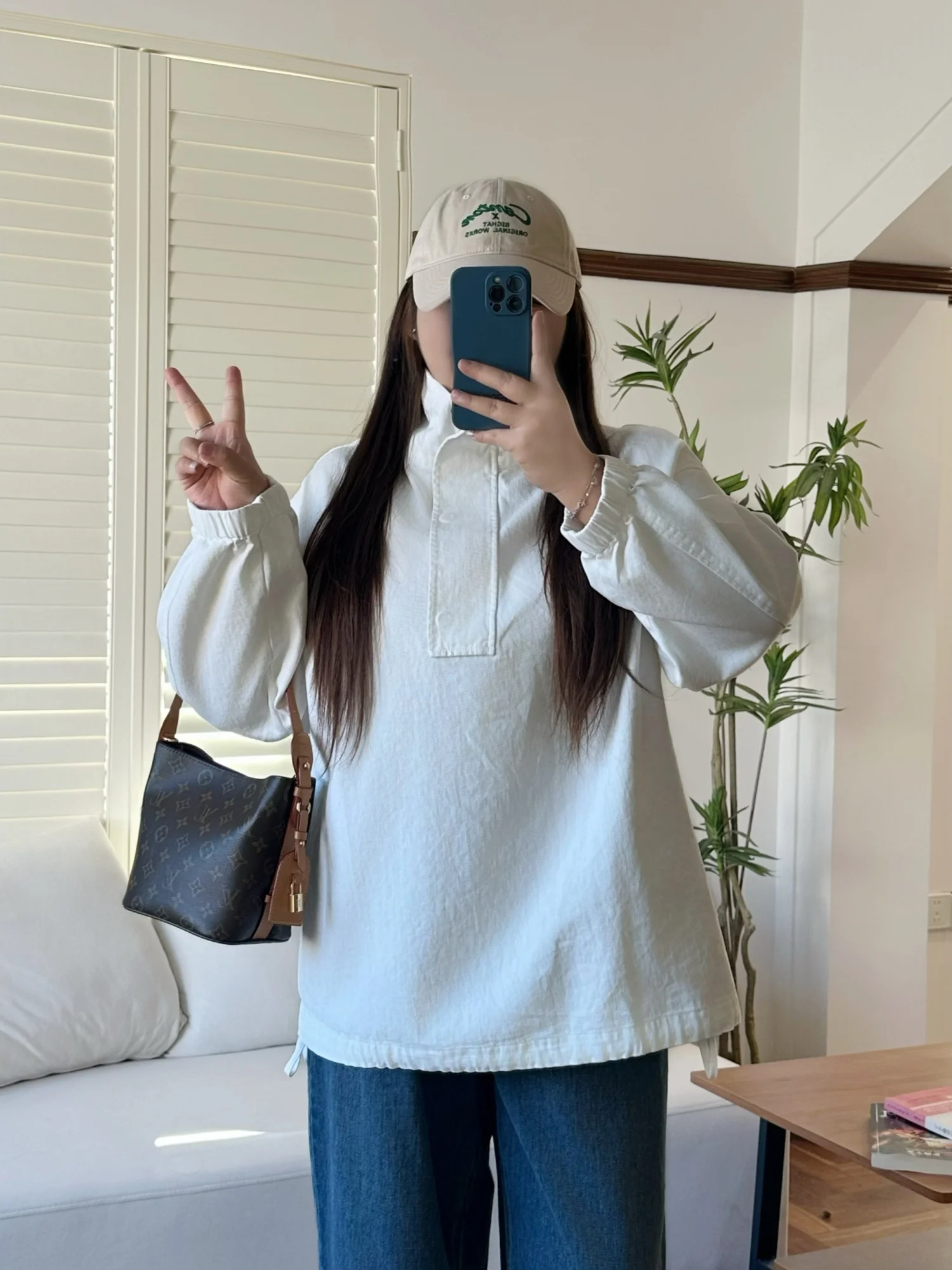 

Casual Large Size Women's Spring New Style Turn-down Collar Elastic Cuff Base Layer Loose Belly Covering Top Comfortable Cotton