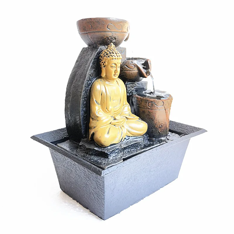 Fontana a cascata da tavolo Buddha Meditazione Fengshui Kit di decorazione per interni rilassante Flusso d'acqua per l'arredamento dell'home office