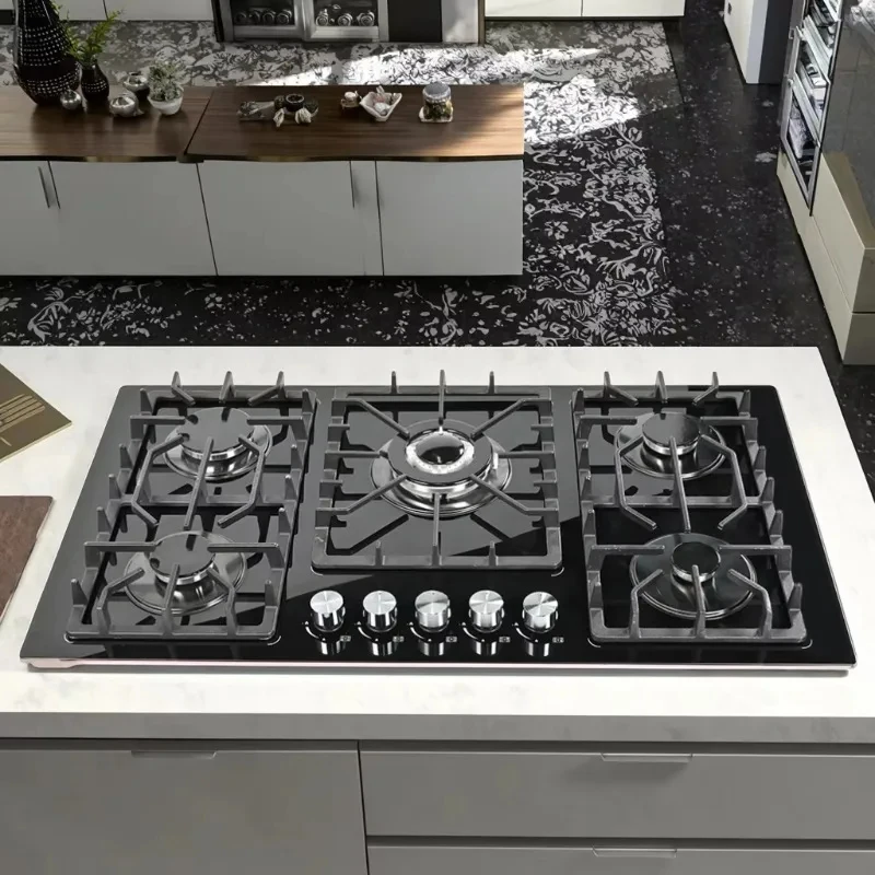 High-end 5 90cm built-in gas Electronic ignition Kitchen cooker Class A Home and hotel energy efficiency