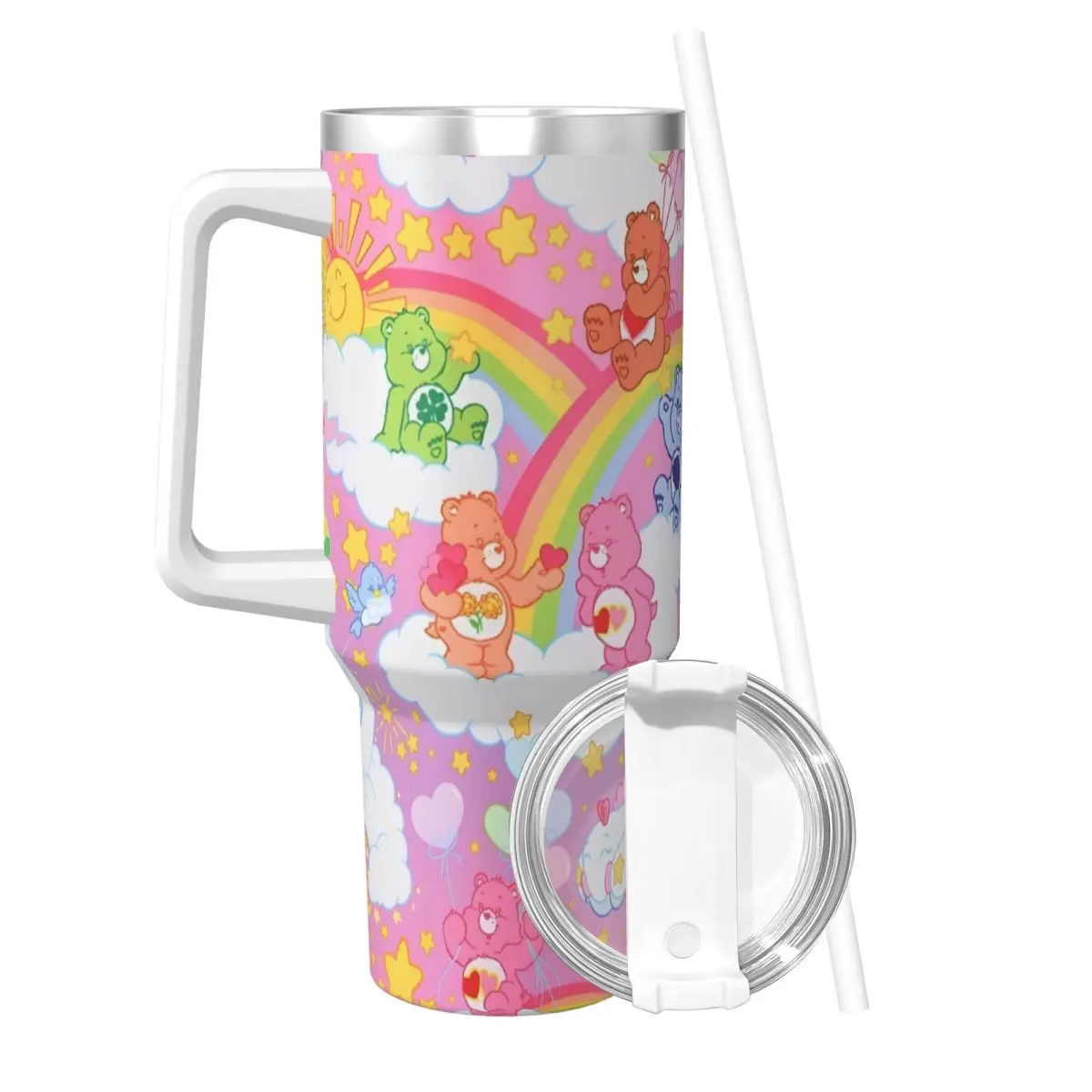 Stainless Steel Tumbler Care Bears Thermal Mug Heat Preservation Cold and Hot Car Mugs Beach Graphic Water Bottle