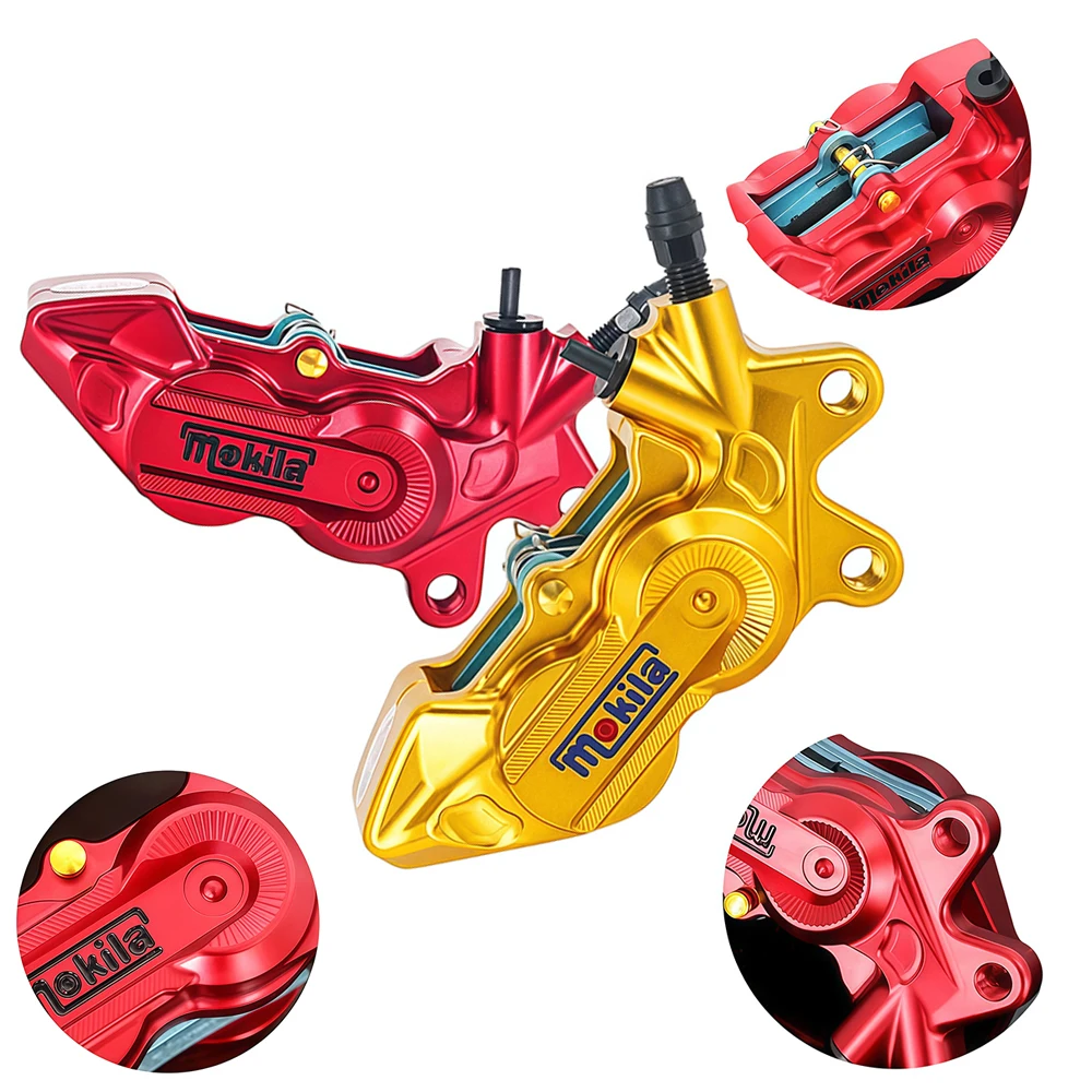 4 Piston Radial Mounting Brake Caliper Abalone Disc Brake Disc CNC Aluminum Alloy Accessories Modification Universal