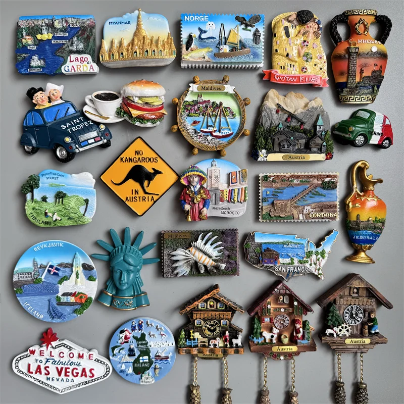 Fridge magnet Finland Norway Austria Greece Myanmar ITALY Morocco Maldive USA Iceland Cordoba Thailand Prague lago di Como Garda