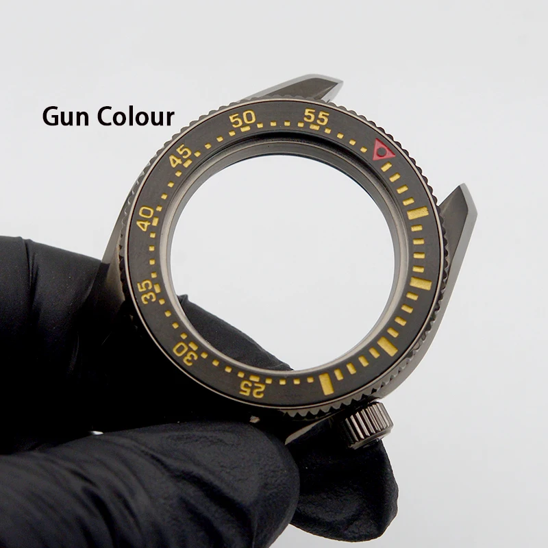 Gun Colour Watch Case Design SPB185 SPB187 Fit NH34 NH35 NH36 4R 7S Movement 200M Waterproof Sapphire Crystal Watch Repair Parts