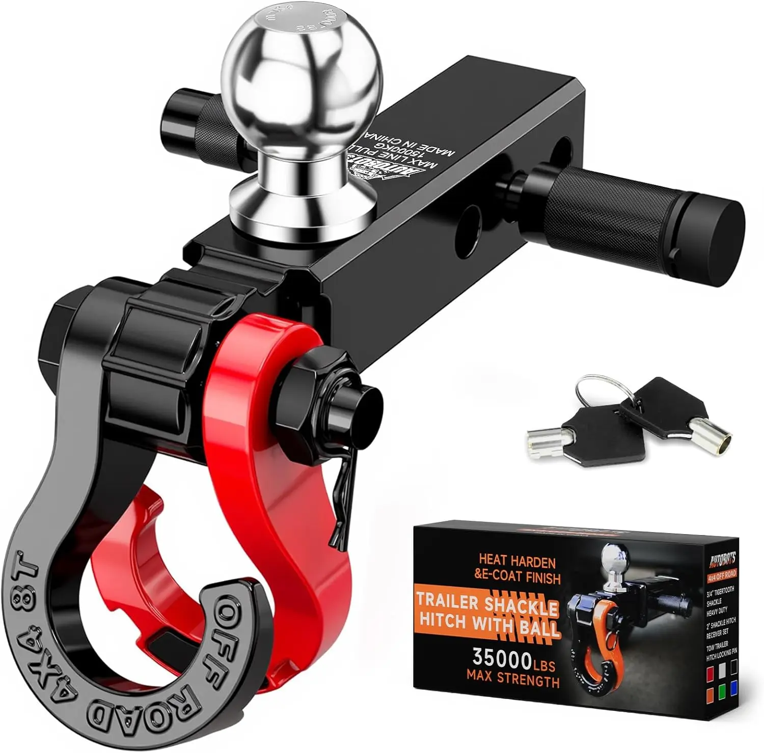 

Trailer Hitch Ball Mount with 3/4' Shackle, Locking Pin & 2' Ball for 2' Receiver