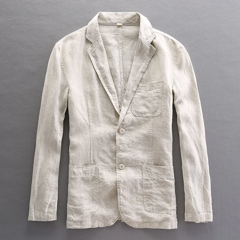 

Casual Lightweight Linen Cotton Blend Slim Fit Single Button Men's Spring Autumn Top Faionable Urban Sle Basic Mass Market