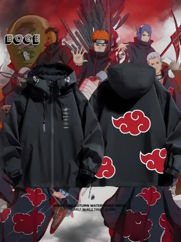 Kurtka z kapturem Akatsuki Organization, anime, wiatroodporna, codzienna, zapinana na zamek, dla mężczyzn, kobiet, nastolatków, cosplay, streetwear, odzież wierzchnia na co dzień. — 2